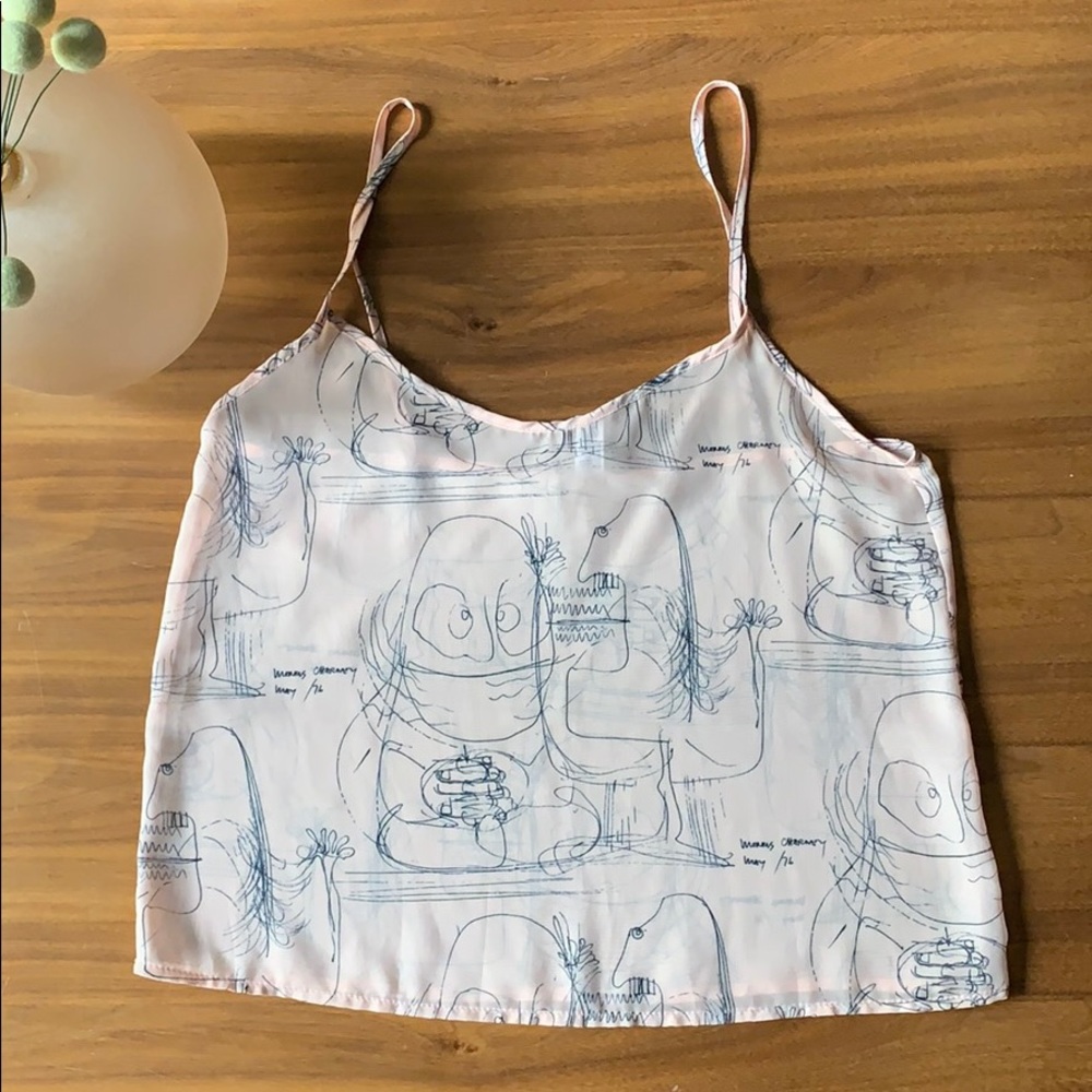 American Apparel Sheer Graphic Crop Tank Size XS